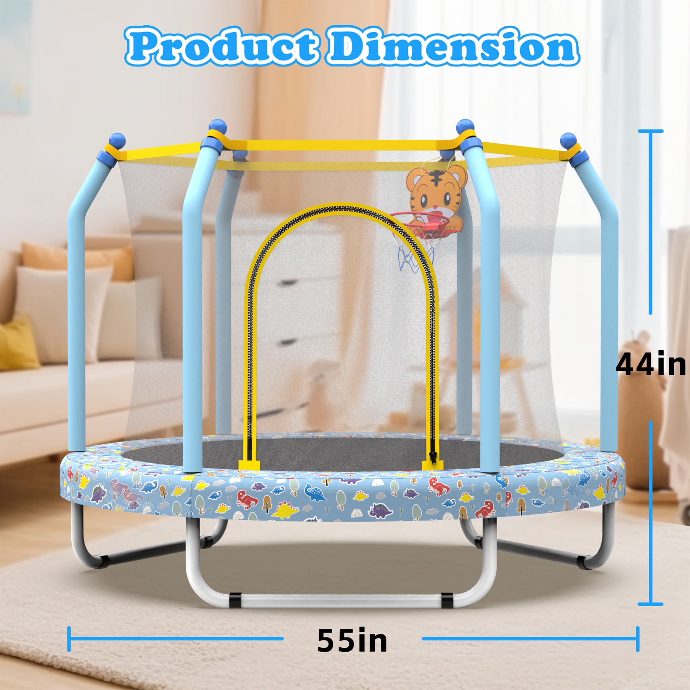 55'' Toddler Trampoline for Kids, SEGMART Kids Trampoline with Enclosure Net and Balls, Indoor Outdoor Mini Small Trampoline Birthday Gifts for Boys and Girls Age 3 Months and up
