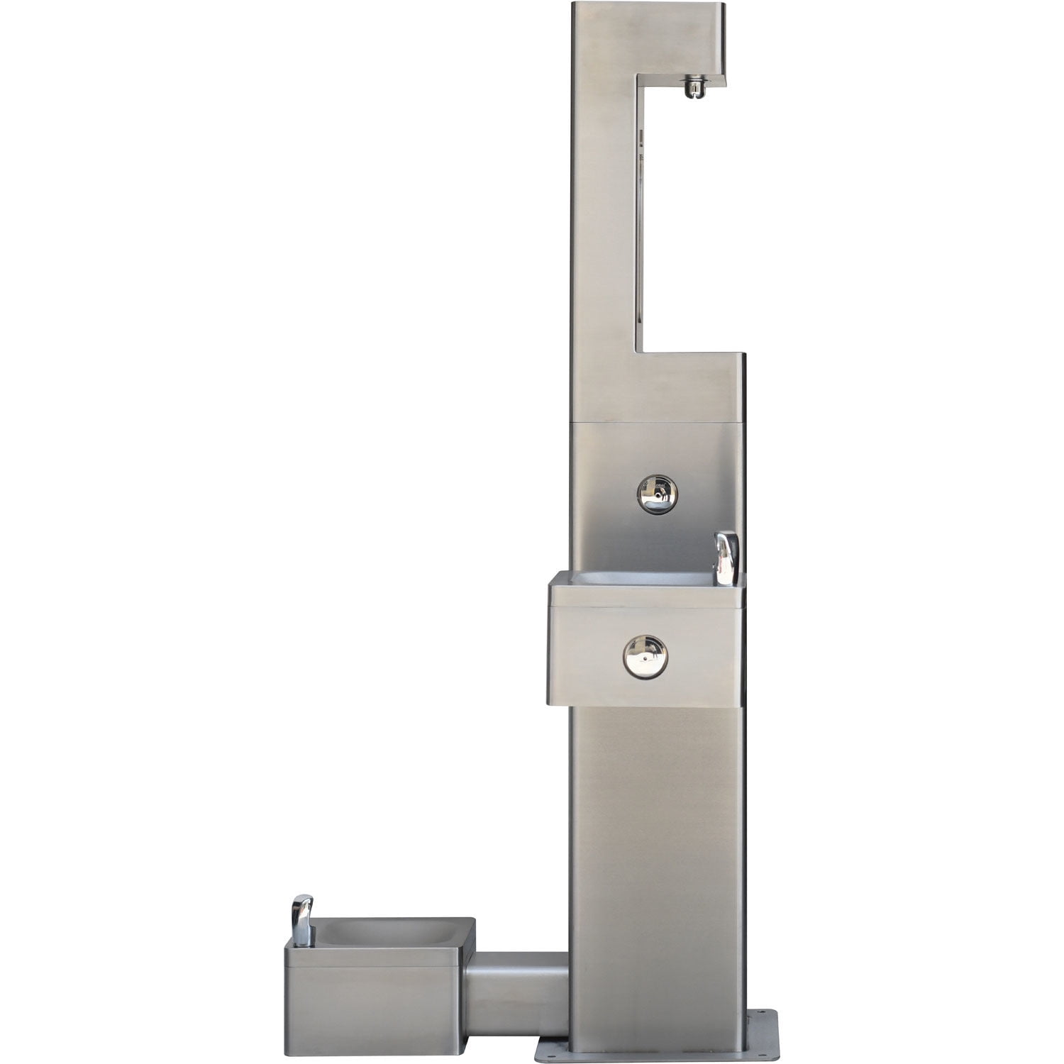 Outdoor Bottle Filler & Bi-Level Drinking Fountain & Pet Station, Stainless Steel