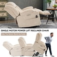 thumbnail image 6 of Llinc Store Massage Chair Up to 350 LBS Chenille Power Lift Recliner Chair with 8-Point Vibration Massage and Lumbar Heating, Charging Ports, Stainless Steel Cup Holders, Beige, 6 of 9