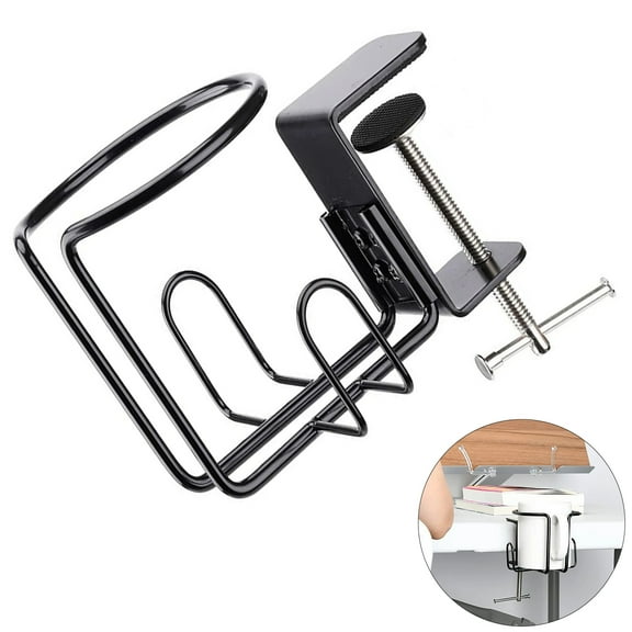 sunsanly Desk Cup Holder Anti-Spill Clip-On Table Drink Holder Sturdy Clamp for Lawn Chair Stainless Steel Horizontal/Vertical Mount