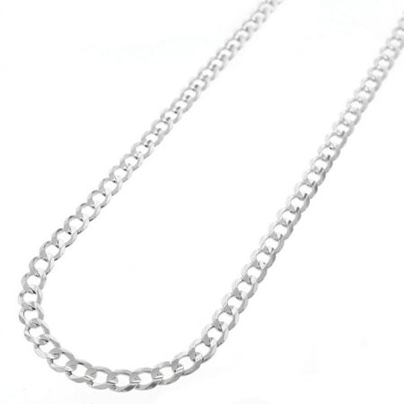 4mm Round Black Rubber Necklace - Sterling Silver Italian 4mm Cuban Curb Link ITProlux Solid 925 Necklace Chain 16
