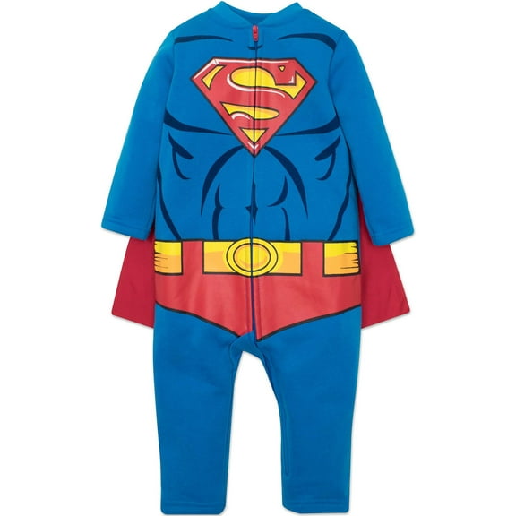 DC Comics Justice League Superman Zip Up Costume Coverall and Cape Newborn to Little Kid