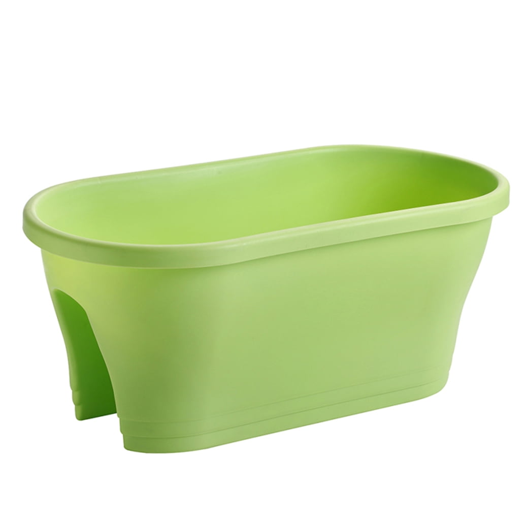 Raindrops Hanging Railing Planter Green Plastic 1Pcs 22.8X9.6X10.8In