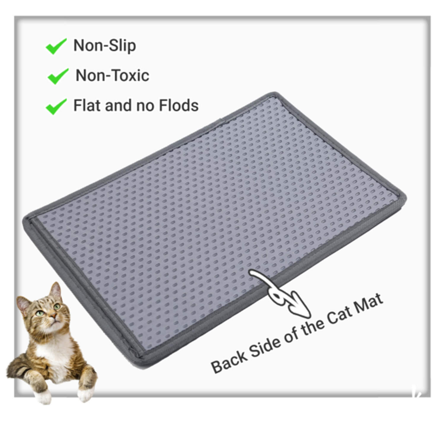 Cat Litter Mat Kitty Litter Trapping Mat Double Layer Mats with MiLi Shape Scratching design Urine Waterproof Easy Clean Scatter Control 21" x 14" Grey