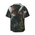 thumbnail image 4 of Balery Forest Stone-Colored Dragon Men's Casual Button Down Shirt Short Sleeve Textured Summer Cuban Beach Shirts-Small, 4 of 7