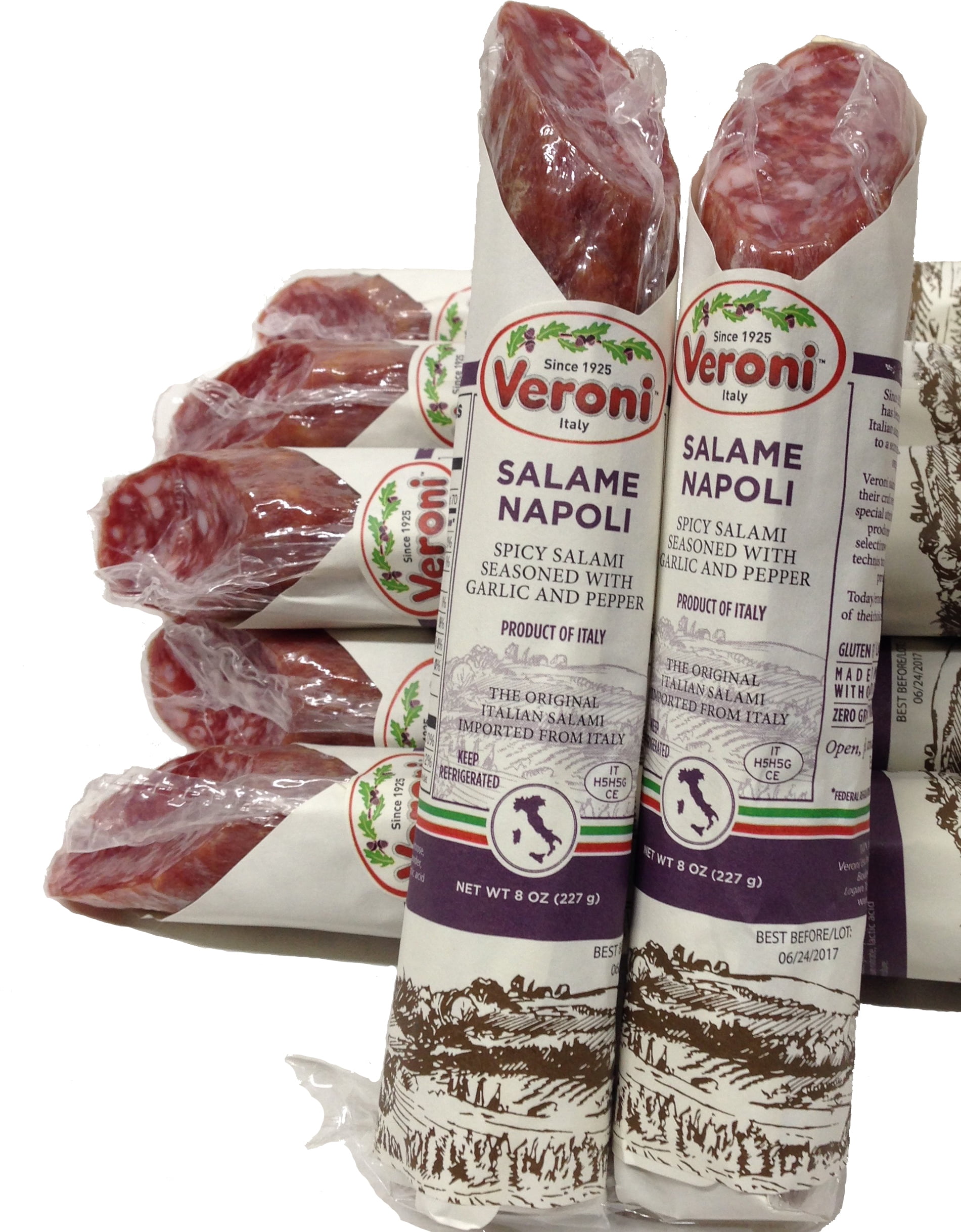 Veroni Salami Napoli Spicy Salami Seasoned with Garlic and Pepper 8 oz (Each) by Verolio