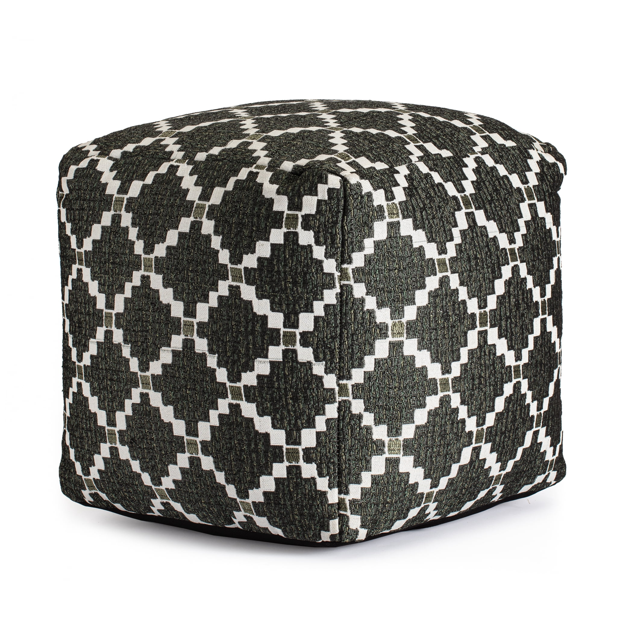 Deschutes Green 18" x 18" x 18" Green & Ivory Pouf