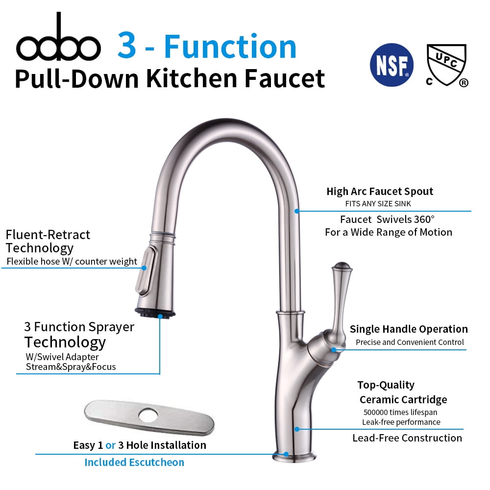 Kepooman 7105 Bathroom Faucet, Draw-out Type Hot and Cold Stainless Steel Sink Faucet for Kitchen, Lead-Free Gooseneck Design, Household Rotatable Telescopic Splash Proof Kepooman 7105 Bathroom Faucet, Draw-out Type Hot and Cold Stainless Steel Sink Faucet for Kitchen, Lead-Free Gooseneck Design, Household Rotatable Telescopic Splash Proof