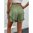 thumbnail image 2 of Pantalones cortos fluidos for mujer, falda pantalón estilo bohemio con volantes y mariposas, cintura alta, tela texturizada, doble capa, Color sólido, informal, 2 of 7