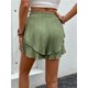thumbnail image 2 of Pantalones cortos fluidos for mujer, falda pantalón estilo bohemio con volantes y mariposas, cintura alta, tela texturizada, doble capa, Color sólido, informal, 2 of 7
