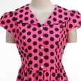thumbnail image 5 of Purcolt Women's 1950s Retro Cocktail Dress Summer Casual Short Sleeve Shawl Collar Polka Dot Midi Dress Party Evening Prom Gown Tea Dresses, 5 of 6