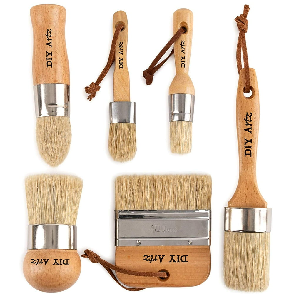DIYARTZ Chalk & Wax Paint Brush (Set of 6) for Waxing & Painting