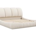 thumbnail image 5 of Beige Velvet King Bed with Plush Upholstery & Thick Padded Headboard, 5 of 7
