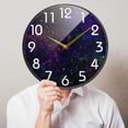 thumbnail image 4 of GZHJMY Beautiful Abstract Universe Round Wall Clock, 9.5 Inch Silent Battery Operated Quartz Analog Quiet Desk Clock for Home,Office,School, 4 of 7