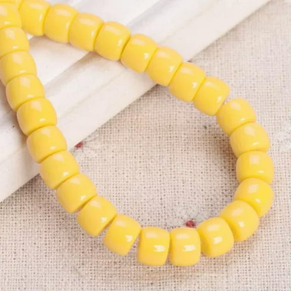 U8MO 30pcs 8x6mm Flat Round Cylinder Shape Opaque Glass Loose Bead For Jewelry Making-Yellow