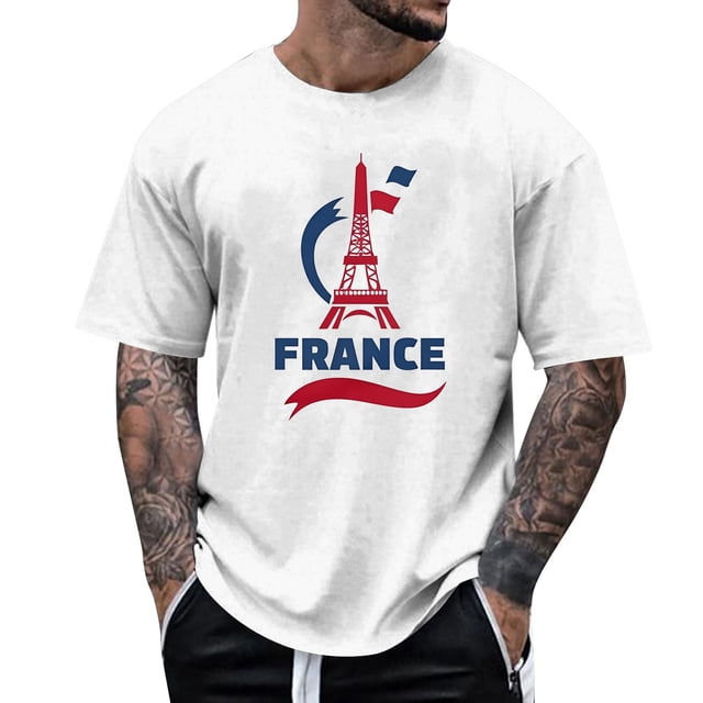 Playeras De Bambu Para Hombre, Camiseta De Manga Corta Con Cuello Redondo Y Estampado De Moda Francesa 2024 Para Hombre