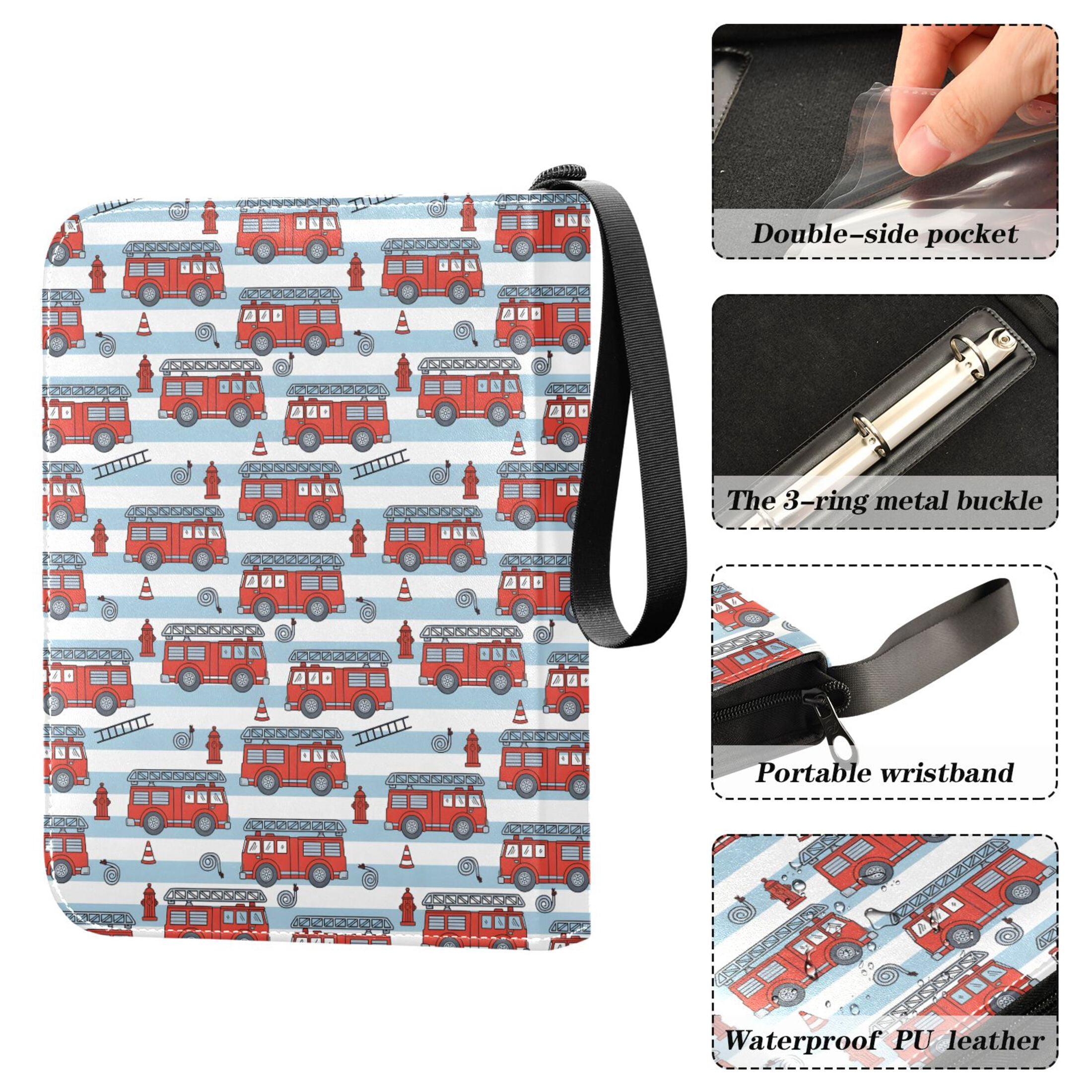 ALAZA Cartoon Fire Truck Trading Card Binder 4 Pocket Cards Collection Album 400 Folder Holder