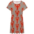 thumbnail image 3 of Lobster Art Prints Short Sleeve Dress Women Summer Evening Dresses Ladies Sundress, 3 of 7