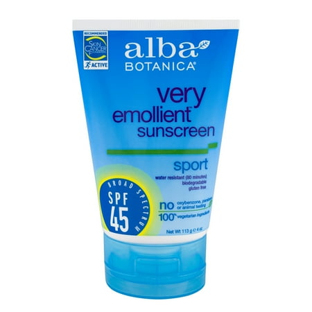 Alba Botanica Very Emollient Sunscreen Sport SPF 45, 4.0 OZ