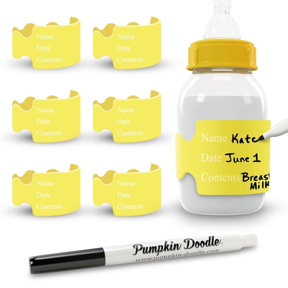 Etiquetas para Biberones Pumpkin Doodle Write Reuse Juego de 6 piezas