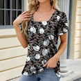 thumbnail image 2 of TSADFHJI Hauts Peplum pour Femmes Blouse Formelle Décontractée Col Carré Tunique à Manches Courtes TTG Noir, 2 of 7