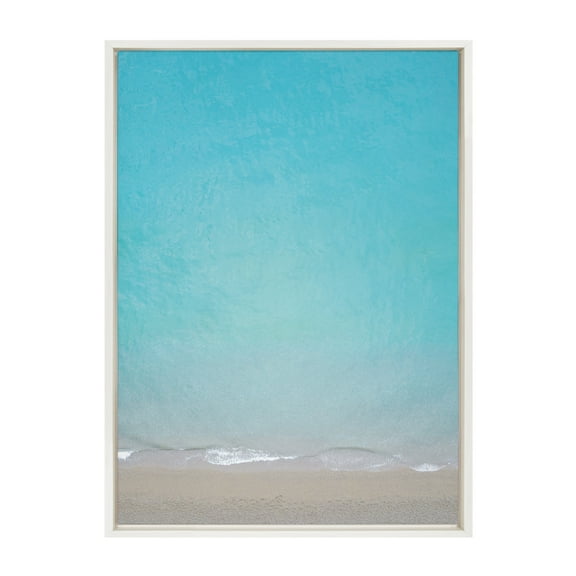 Kate and Laurel Sylvie Postiano 7 Framed Canvas Wall Art by Rachel Dowd, 23x33 White, Aerial Beach Photography for Wall