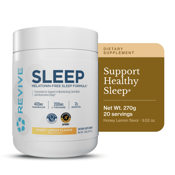 Revive MD Sleep Support Powder with Magnesium Glycinate & L-Theanine, Honey Lemon Relaxation Drink Mix, 9.52 oz (20 Servings)