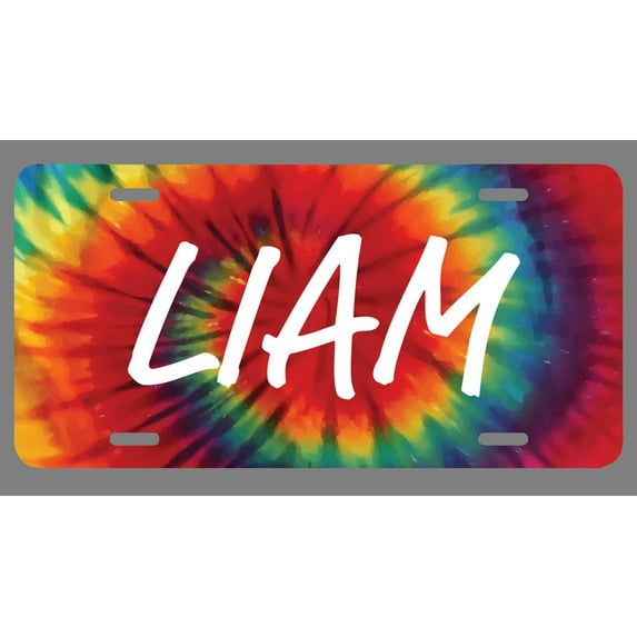 Liam Name Tie Dye Style License Plate Tag Vanity Novelty Metal | UV Printed Metal | 6-Inches By 12-Inches | Car Truck RV Trailer Wall Shop Man Cave | NP1778