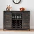 thumbnail image 4 of EDTara Coffee Bar Cabinet,47" w/16 Wine Glass Rack, Storage Shelves Farmhouse Wine Bar Sideboard w/Sliding Barn Door Kitchen Buffet Cabinet w/Storage Shelves for Dining Room, 4 of 7