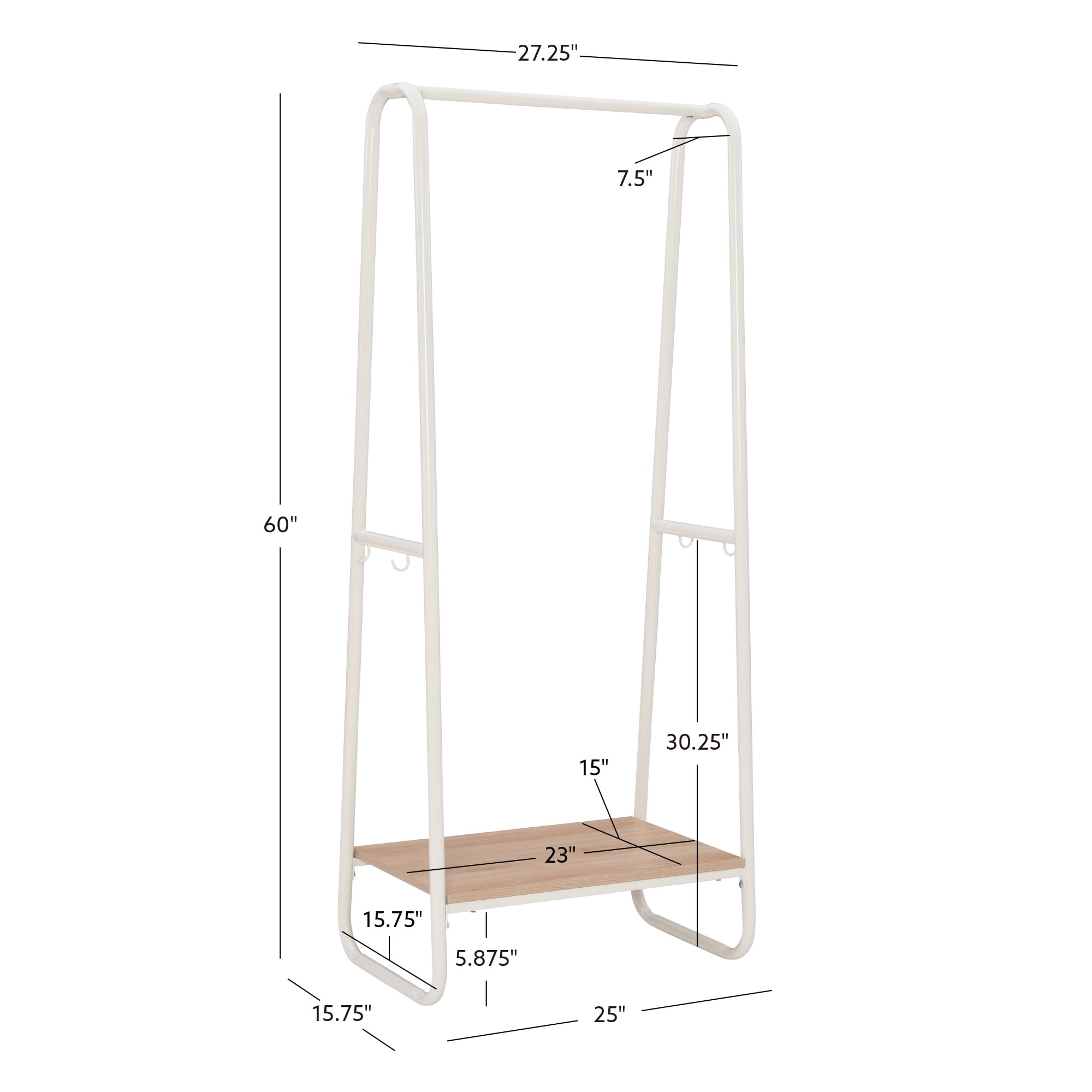 Linon Athania Clothing Rack Hall Tree, Tall, White