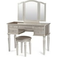 Bobkona F4079 St. Croix Collection Vanity Set with Stool, Silver