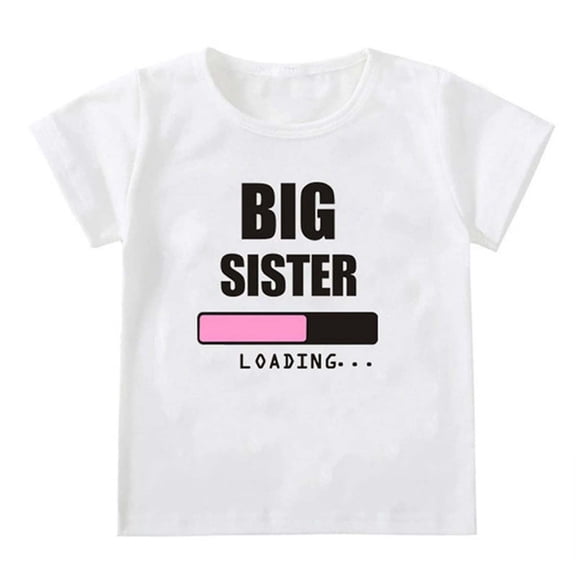 BOOMNY Toddler Girls Short Sleeve T Shirts Big Sister Letter Graphic T-Shirts Loose Tee Tops, Sizes 3-4 Years