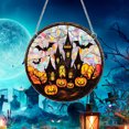 thumbnail image 4 of Adorno Colgante Decorativo Espeluznante con Atrapaluz de Murciélagos Voladores y Castillo de Calabaza para Halloween, 4 of 7