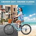 thumbnail image 4 of Lilypelle 24/26inch Beach Cruiser Bicycle for Women, 7 Speed Step Through Adult Commute Bike with Basket & Rack，Cyan, 4 of 15