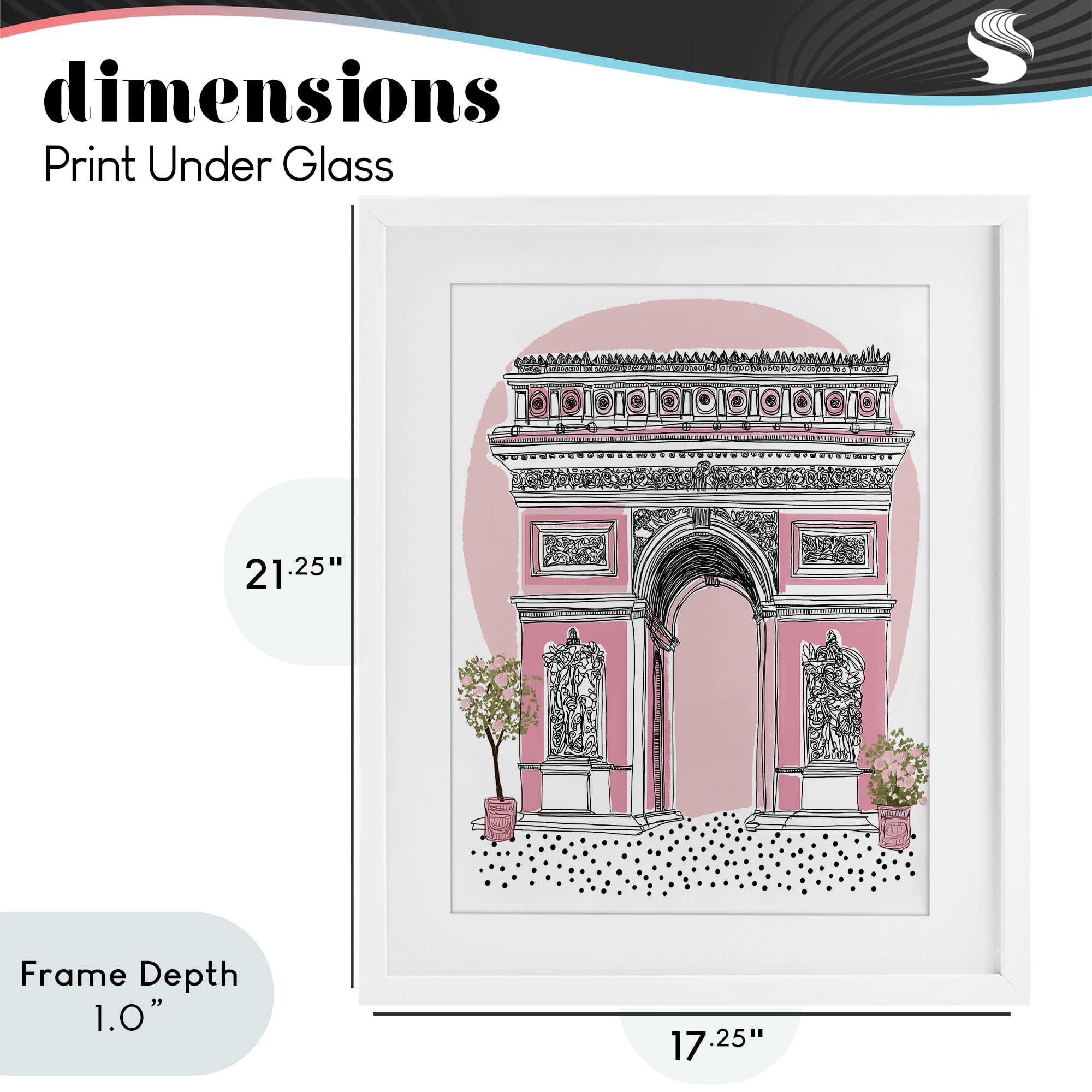 Stupell Industries Pink Neoclassical Archway White Framed Print Under Glass, design by Jess Stempel