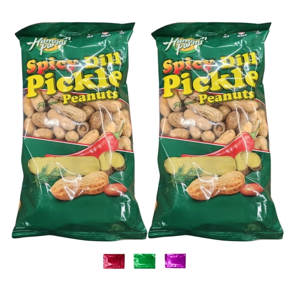 Hampton Farms Spicy Dill Pickle Flavored In-Shell Peanuts 7 Oz 2 Pack, Bold Crunchy Snack for Tailgate Picnic Travel Party with Snoep in Beperkte Oplage