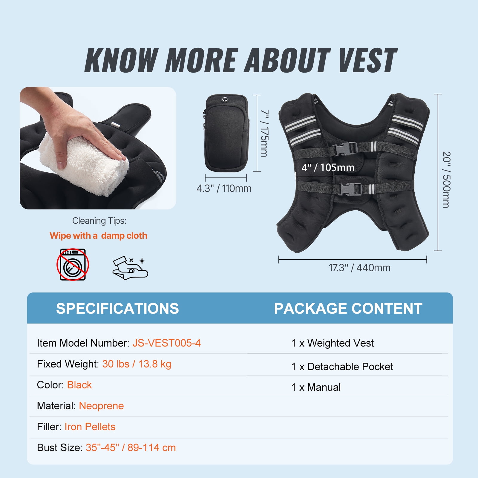 KFFKFF Weighted Vest, 30 lbs Adjustable with Safety Reflective Stripes, Secure Buckle Closure, Ideal for Men and Women, Enhances Workouts Including Strength Training, Running, and Fitness Activities