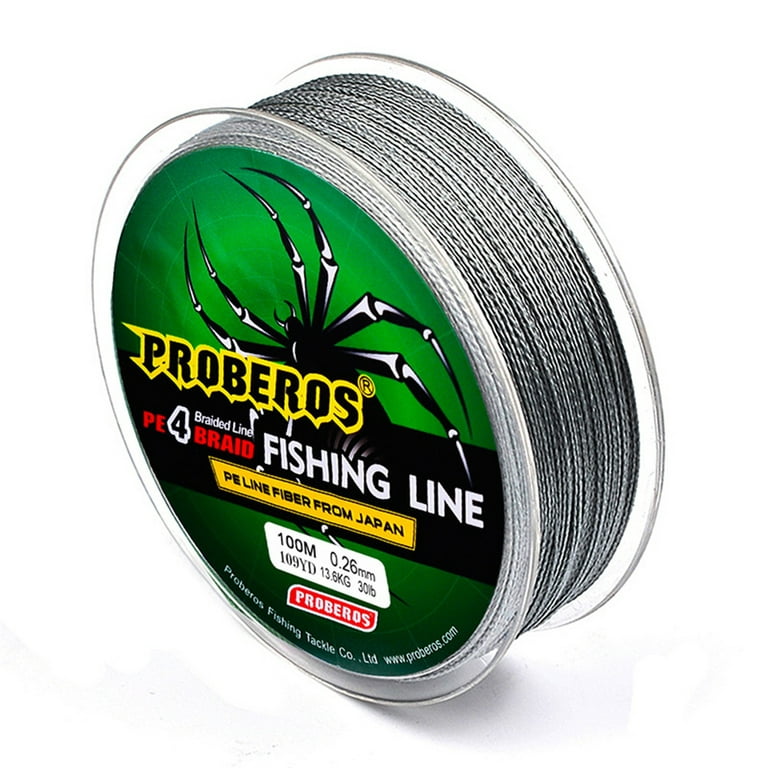 Ronshin 100m Super Strong PE Braided Fishing Line 8lb Green, Size: 0.2 mm, Gray