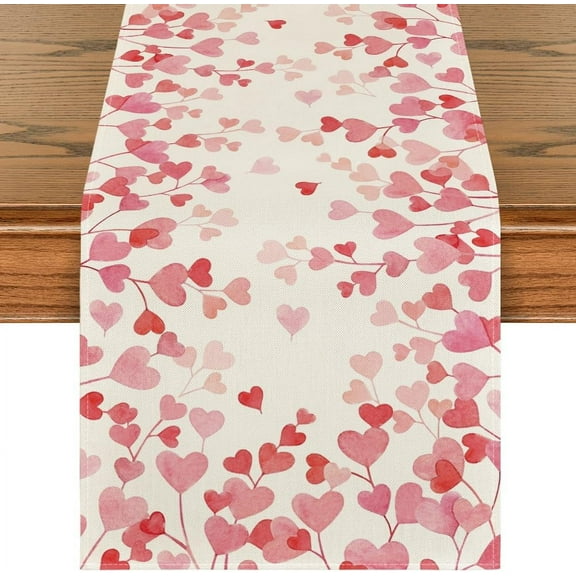 Love Valentine's Day Table Runner, Anniversary Wedding Kitchen Dining Table Decoration for Home Party Decor