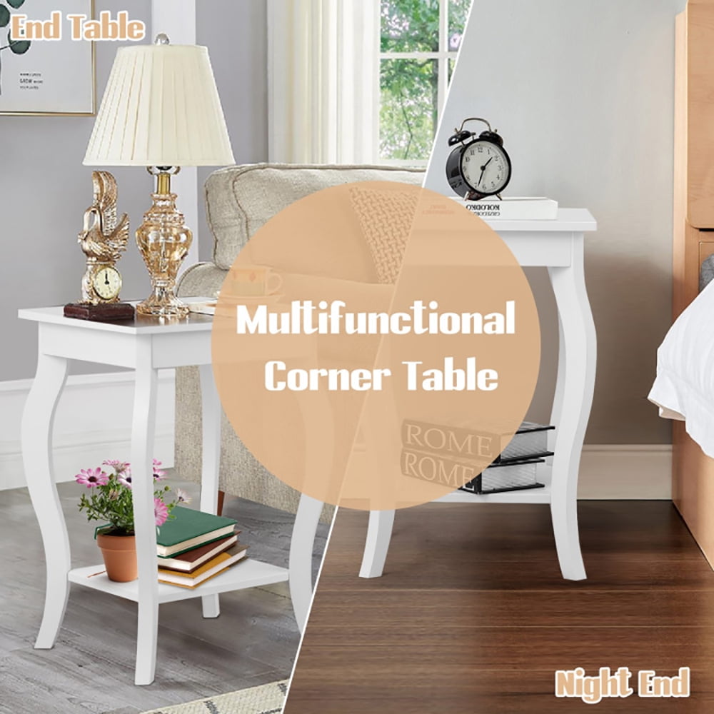 Finihen Set of 2 End Side Table, Square Nightstand, Sofa Table Night Stand with Shelf, for Living Room, Bedroom, White Finihen Set of 2 End Side Table, Square Nightstand, Sofa Table Night Stand with Shelf, for Living Room, Bedroom, White