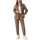 thumbnail image 2 of INSPIRAR CHIC Conjunto de 2 Piezas para Mujeres, Traje de Pana Casual, Chaqueta de Manga Larga con Botones y Pantalones con Bolsillos, S Marrón, 2 of 5