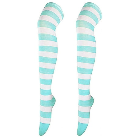 Puawkoer 1 Pair Christmas High 5 Lingerie Long Stockings for Womens Net Tights for Women Over Knee Socks Christmas Party Socks Knee High Long Striped Sto