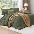 thumbnail image 3 of Catami Prewashed fabric 3-piece Bed in a Bag Comforter Set with Sheets,Olive Green,Queen, 3 of 9