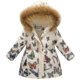 thumbnail image 1 of Parka con capucha y cuello de piel sintética para niña, chaqueta acolchada con cremallera de invierno-AM, 1 of 2