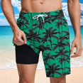 thumbnail image 5 of Miqool Men's 2 in 1 Swim Trunks with Compression Liner, Quick Dry Beach Shorts with Pockets, Summer Hawaiian Print Bathing Suit for Swimming Surfing, 5 of 9