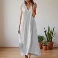 thumbnail image 2 of DHFJKG Summer Dresses For Women Casual Sleeveless Maxi Dress Button Down V Neck Loose Fit Tank Dress Beach Vacation Clothes Soft Dresses, 2 of 5