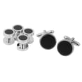 thumbnail image 1 of de Formal con Gemelos de Esmoquin Plateado para Hombre, Botones con Cuello Y Botones, 1 of 9
