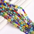 thumbnail image 3 of U8MO 6mm 8mm 10mm Flat Round Evil Eye Handmade Millefiori Glass Beads For DIY Jewelry-6mm 60pcs-Black, 3 of 8
