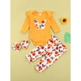 thumbnail image 2 of Qiylii Baby Girls Butterfly Floral Outfits,Long Sleeve Romper+Pants+Headband, 2 of 8