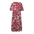 thumbnail image 5 of Summer Dresses for Women 2025 Ndbuld Womens New Fashion Loose Round Neck Short Sleeve Printing Flowy Dresses Summer Savings Evergreen Red L, 5 of 5